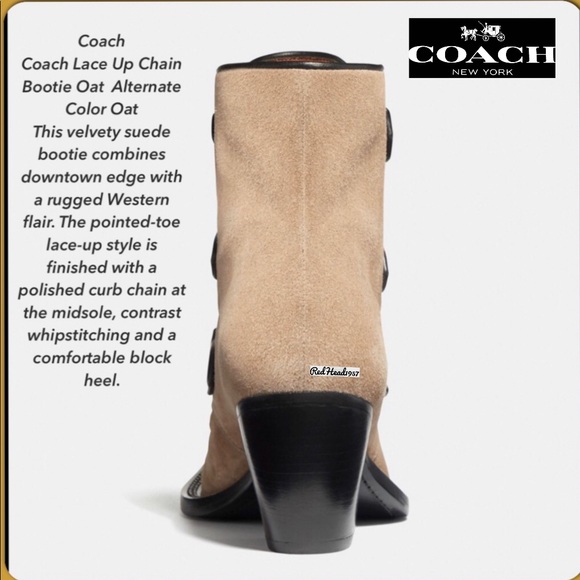 🎁 HTF! 🔥👸🏻 Coach Lace-Up Chain Oak Booties NIB👢 🎁 FIRM PRICE🔥🔥🔥 - Picture 4 of 13